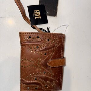 Frye Tan Leather Studded Wallet
